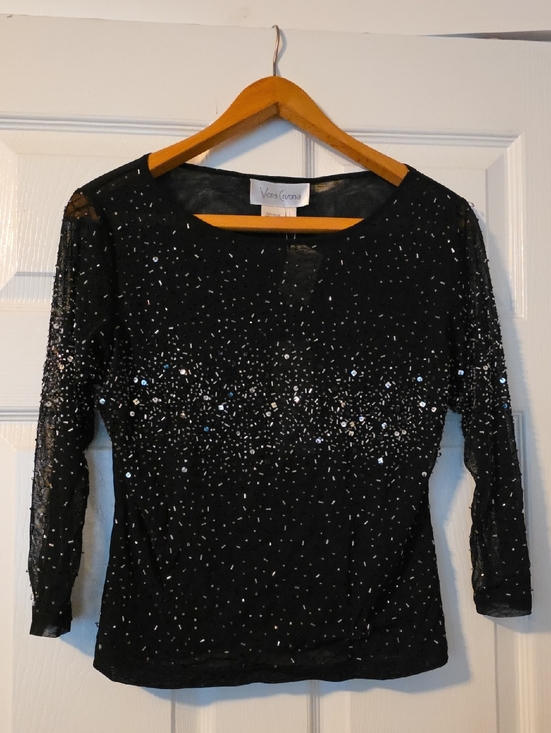 Vera Cristina Tops - Vera Cristina Black Sequin Party Top